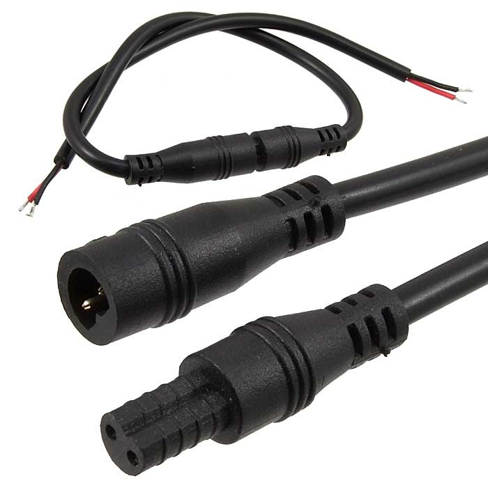 Разъём герметичный RUICHI 2P F/M 22AWG*2 L150 мм чёрный IP65, 2 контакта фото 1