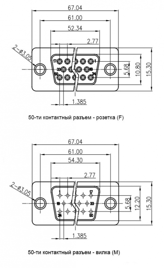Разъём D-SUB RUICHI DB-50F, 50 контактов фото 2