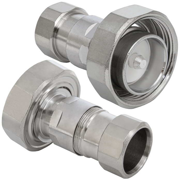 Высокочастотный разъем 7/16 DIN (вилка) RUICHI 25-P012V, 4 ГГц, 50 Ом, IP68, -40...+85 °C, монтаж на кабель, тип кабеля РК 50-12-33, корпус/контакт латунь фото 1