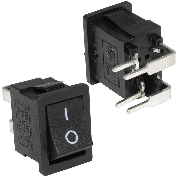Клавишный переключатель RUICHI KCD1-104-04W ON-OFF 5A 250VAC 4 контакта, черный фото 1