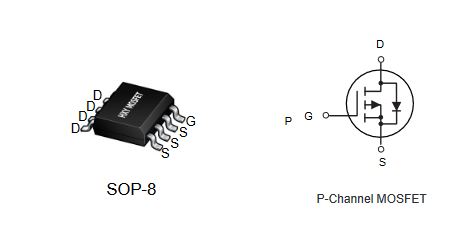 IRF7404PBF HXY полевой транзистор (MOSFET), P-канал, -20 В, -20 А, 19 мОм, 35 нКл, SOP-8 фото 2