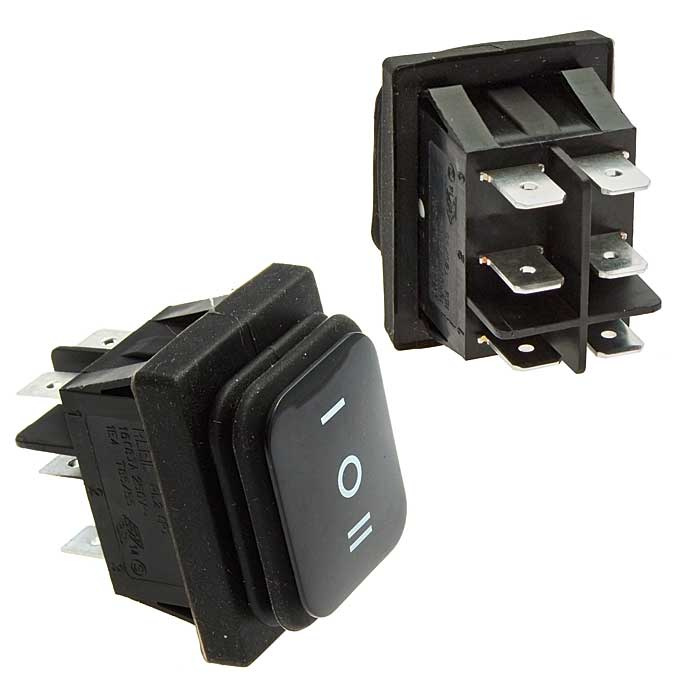 Клавишный переключатель RUICHI SB090, IP65, ON-OFF-ON, 22x30 мм фото 1