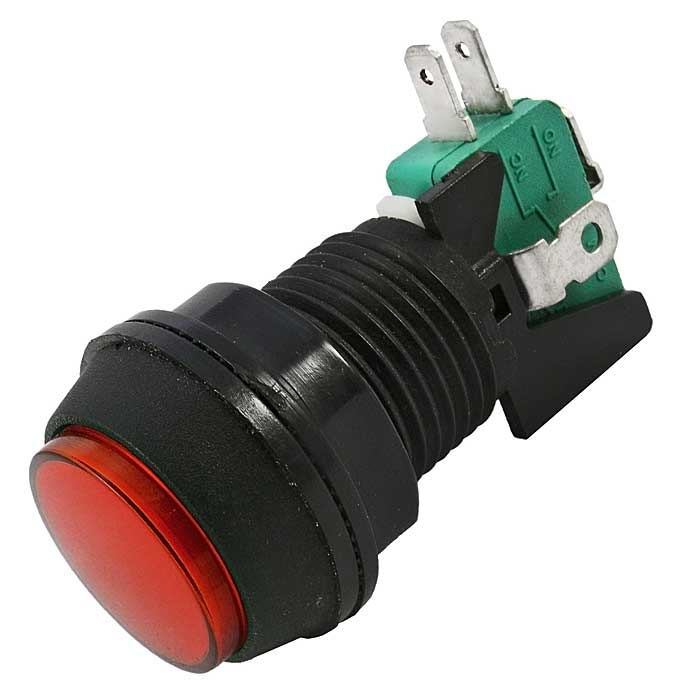 Кнопка GMSI круглая RUICHI 7B-C с LED подсветкой 12 В, 5 А, 30 мОм, 250 В, NO(NC)+NC(NO), красная фото 1