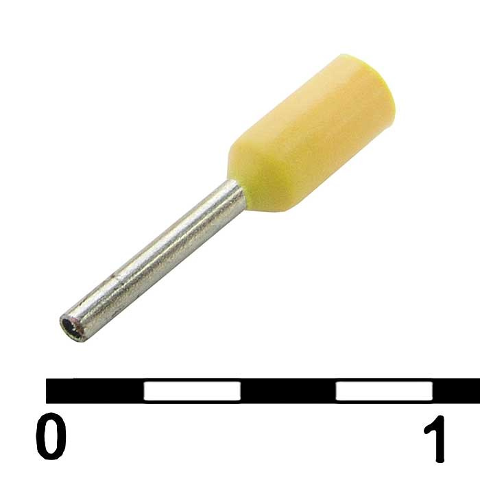 Наконечник на кабель RUICHI DN00206, желтый, 0.75x6 мм, 0.25 мм2 фото 1