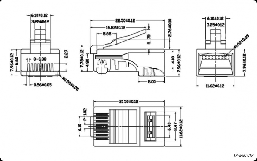 Разъём RJ RUICHI RJ45 (TP-8P8C) UTP, 1 гнездо фото 2