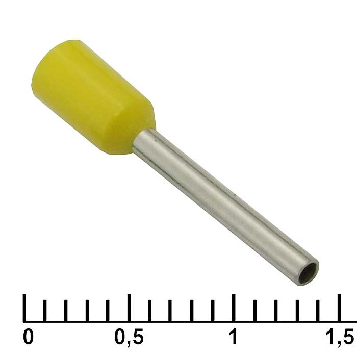 Наконечник втулочный изолированный RUICHI DN00712, 1.2x12 мм, 0.75 мм2, желтый фото 1