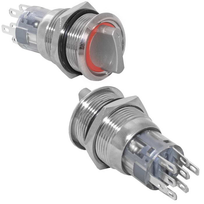 Кнопка антивандальная RUICHI LAS1-AGQ-11X/31/R/N, ON-ON, рабочая температура -25…+55 °C, никелированная латунь фото 1