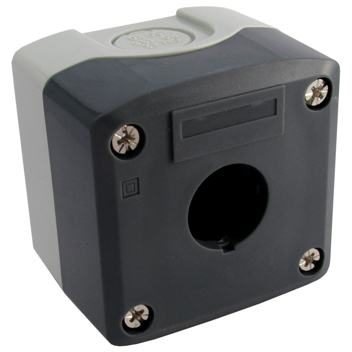 Кнопочный пост RUICHI GB5-D01, 1-местный, IP40/IP65, 67х67х65 мм, открытой установки,  серый/черный фото 1