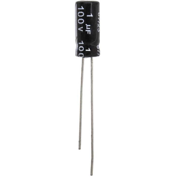 KM010M2ABKJ0511VBK JWCO Конденсатор электролитический радиальный, 1 мкФ, 100 В, 5х11 мм, -40…+105 °C, наработка 2000 часов фото 1