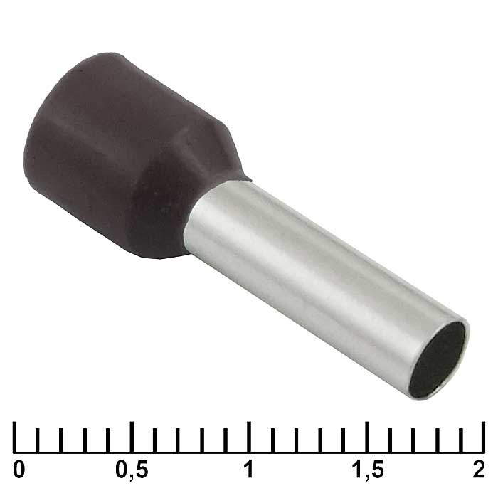 Наконечник на кабель RUICHI DN06012, длина 22 мм, 10 AWG, 6 мм2, 3.5x12 мм, контакт лужёная медь, изолятор винил/нейлон, чёрный фото 1