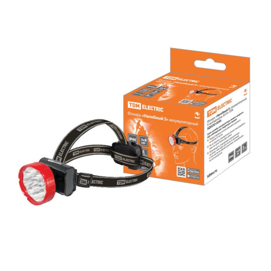 Фонарь TDM "Налобный 5" 9 LED аккум., SQ0350-0044 фото 1