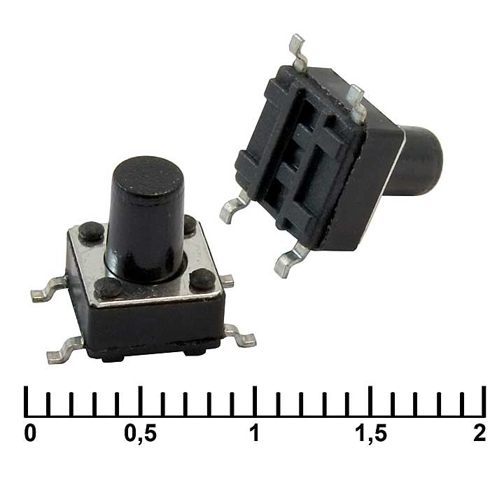 Тактовая кнопка RUICHI IT-1102WC, 6x6x8 мм, OFF-(ON), 50 мА, 12 В, 100 мОм фото 1