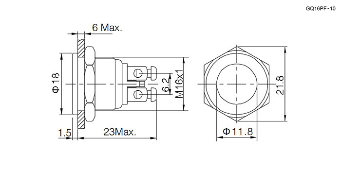 Кнопка антивандальная RUICHI GQ16PF-10/N, OFF-(ON), рабочая температура -25…+55 °C, никелированная латунь фото 2
