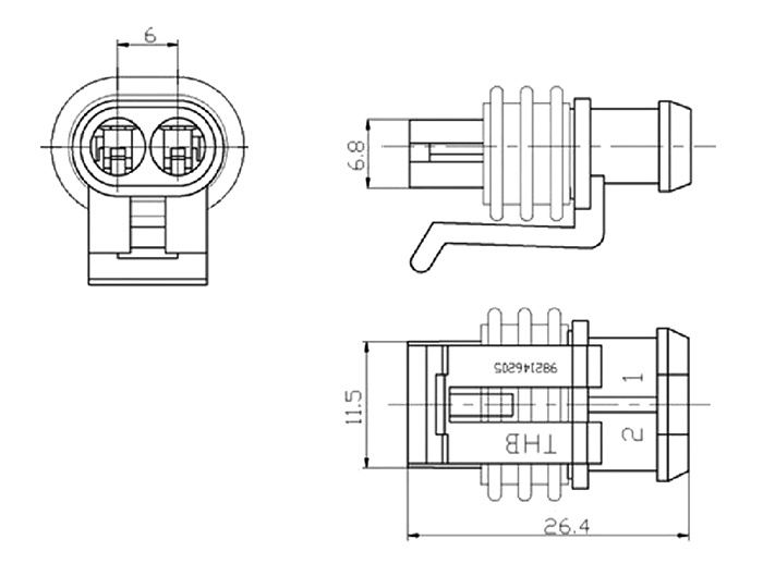 Разъём авт. соединитель RUICHI DJ7021-1.5-21 (18AWG 200 мм), 12/ 24 (DC) В фото 2